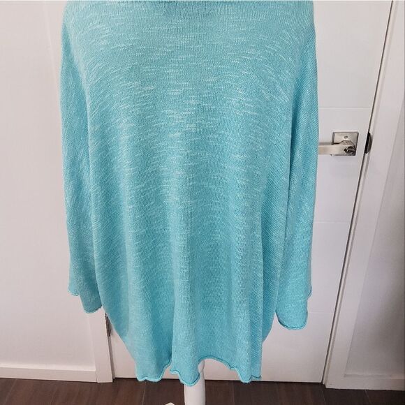 Eskandar Women's Melange Blue Off White Knit Oversize Sweater Size OS - Picture 3 of 12